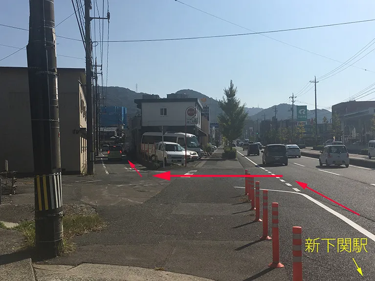①新下関駅方面からから34号線を走ります。